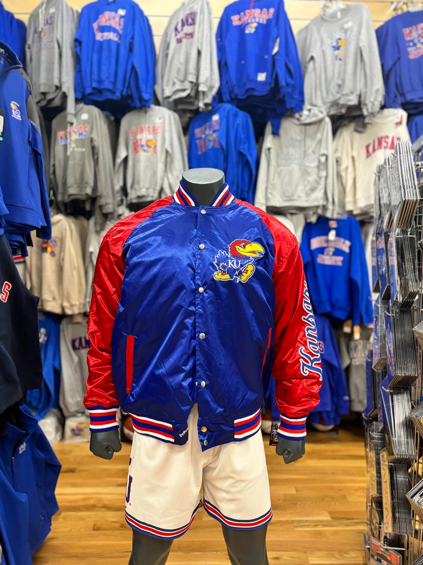 Kansas Jayhawks Satin Jacket Blue/Red