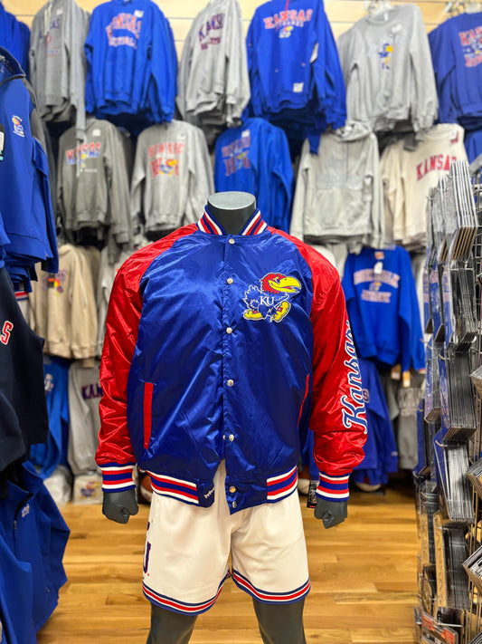 Kansas Jayhawks Satin Jacket Blue/Red
