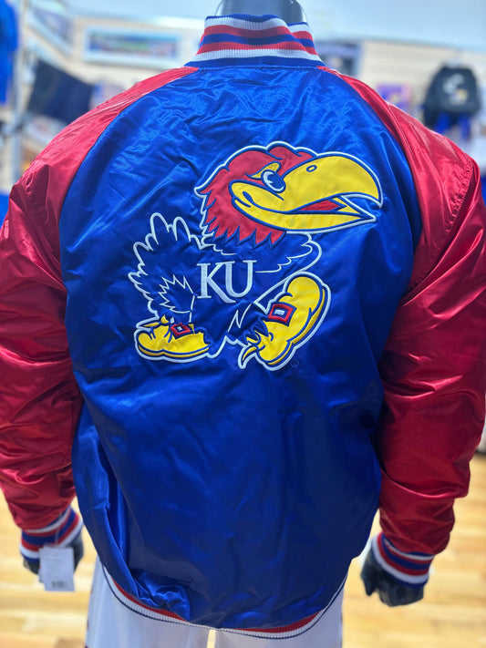 Kansas Jayhawks Satin Jacket Blue/Red