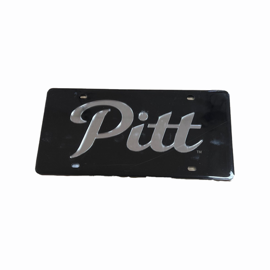 Pitt State Script License Plate- Black/Silver