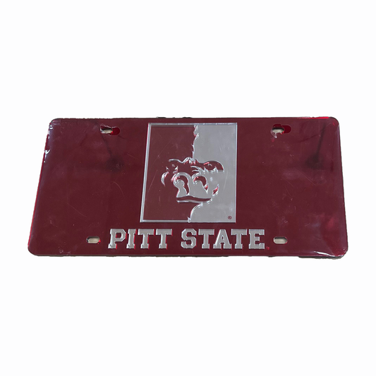Pitt State Split Face Tag- Red/Silver