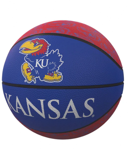 Kansas Jayhawks Repeating Logo Mini-Size Rubber Basketball