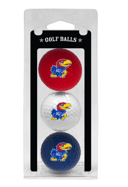 Kansas Jayhawks Golf Balls 3 Pack - Red/White/Blue