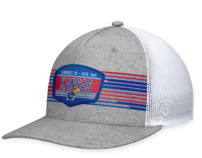 Kansas Jayhawks Stroke Adjustable Hat w/ Mesh Back - Light Grey/White
