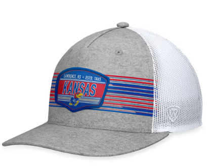 Kansas Jayhawks Stroke Adjustable Hat w/ Mesh Back - Light Grey/White