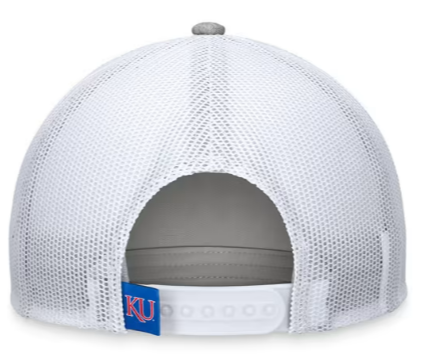 Kansas Jayhawks Stroke Adjustable Hat w/ Mesh Back - Light Grey/White