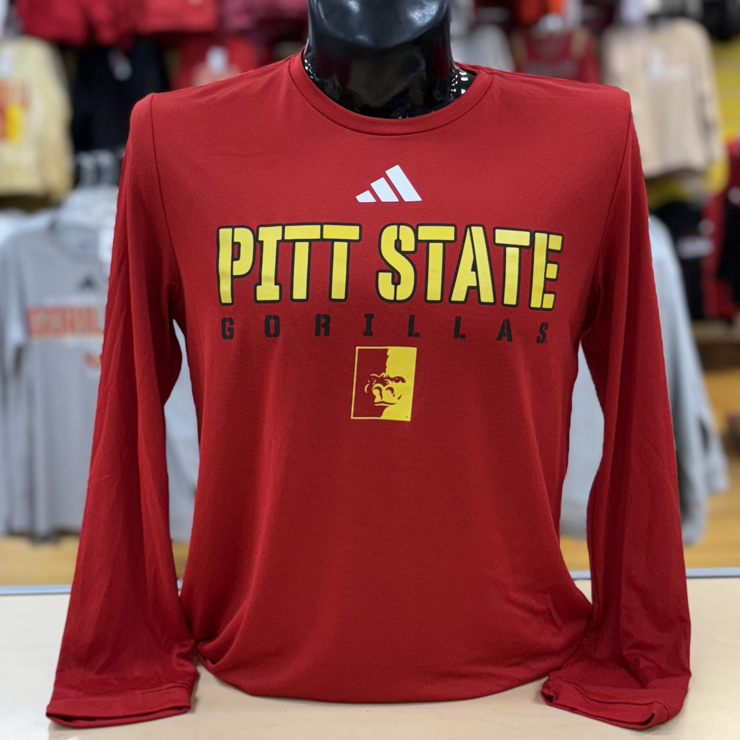 Adidas Pitt State Long Sleeve Tee- Red