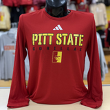 Adidas Pitt State Long Sleeve Tee- Red