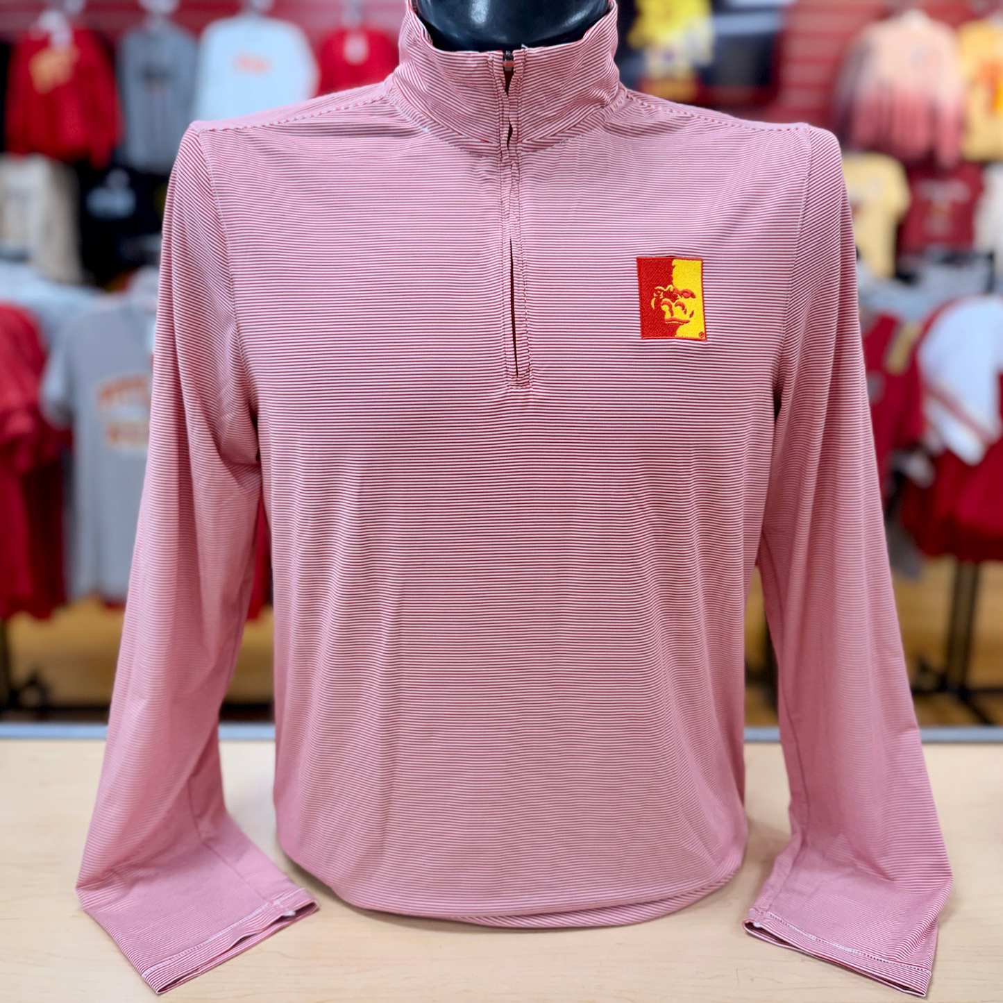 PSU Twine Long Sleeve Quarter Zip - Red/White