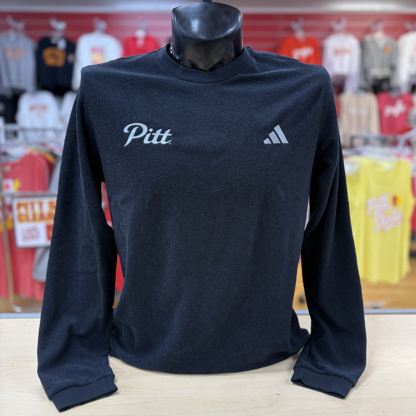 Pitt Adidas Fuzz Crew- Black/Silver