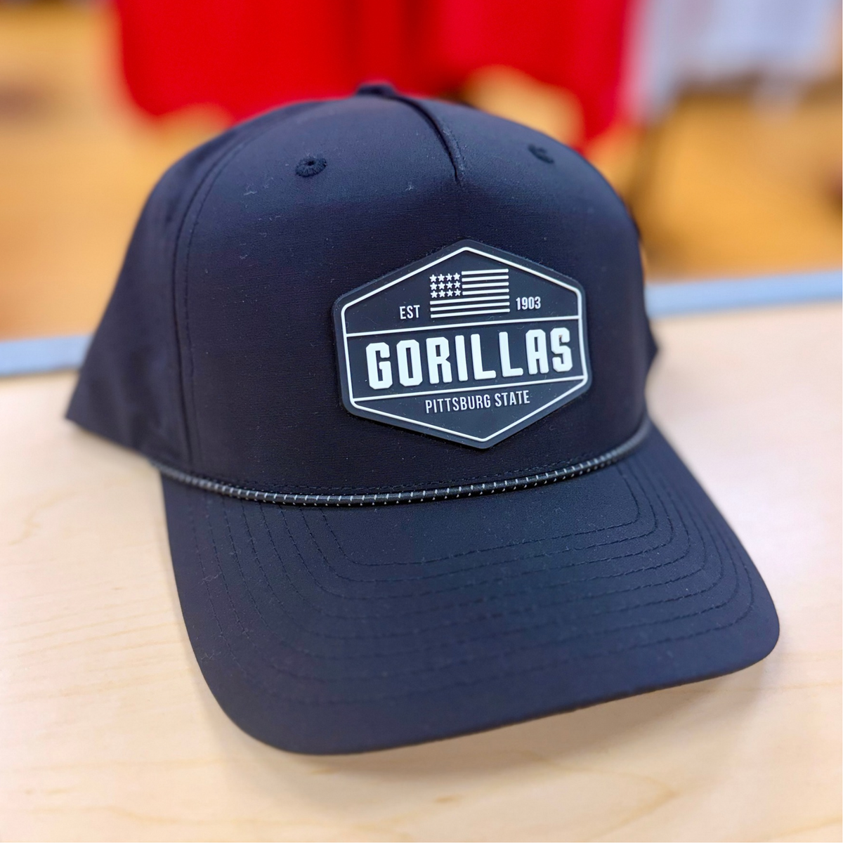 Gorillas Rubber Patch Hat - Black/Black Rope