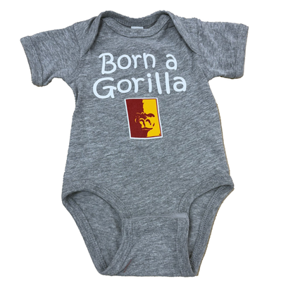 Born A Gorilla Onesie- Red, Black, Grey