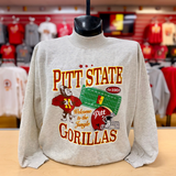 Pitt State Gorillas Boardwalk Football Mockneck - Oat Heather