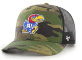 Kansas Jayhawks Straight Camo Adjustable Hat - Camo/Black