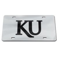 Kansas Jayhawks Trajan KU License Plate - Silver/Black
