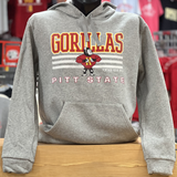 Pitt State Gorillas 3 Stripe Stack Hoodie- Grey
