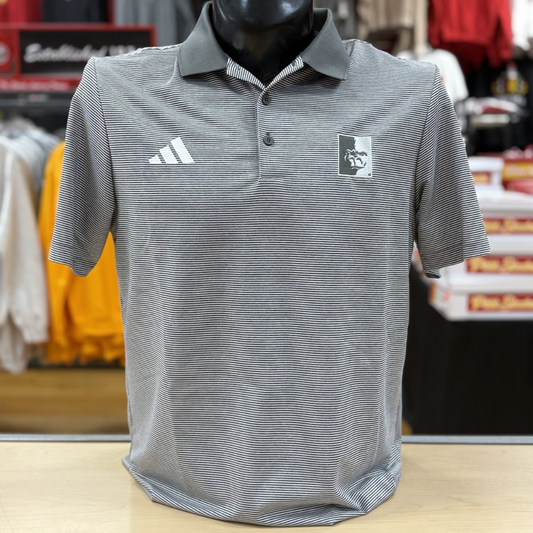PSU Stripe Split Face Polo- Grey/White