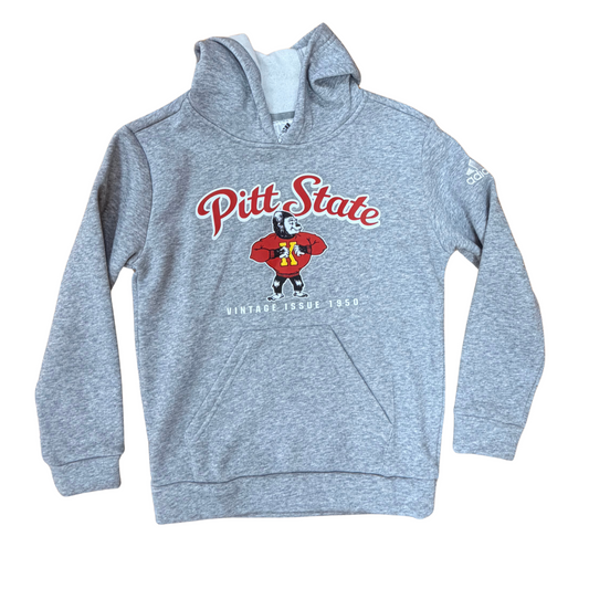 Pitt State 50s Gorilla Youth Hoodie - Grey