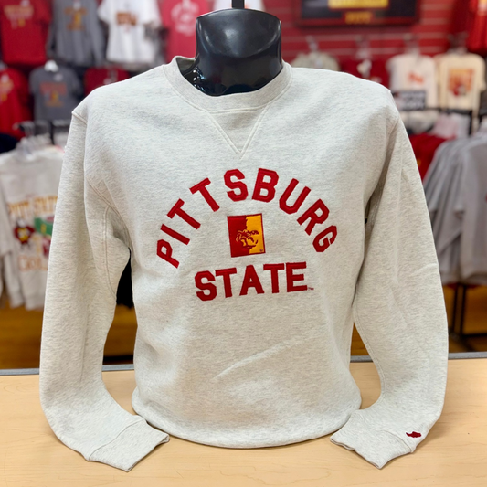 Pittsburg State Split Face Arch Crew - Oatmeal Heather