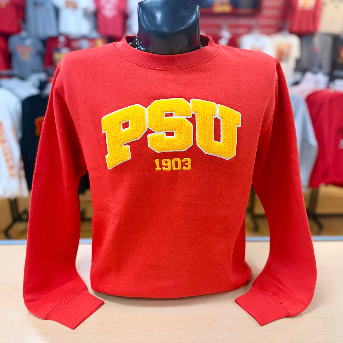 PSU Chenille Patch Crewneck - Red/Gold/White