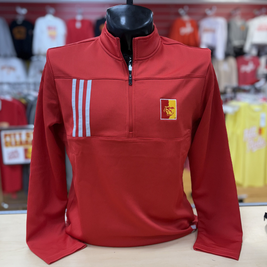 Adidas Splitface 3 Stripe 1/4 Zip- Red