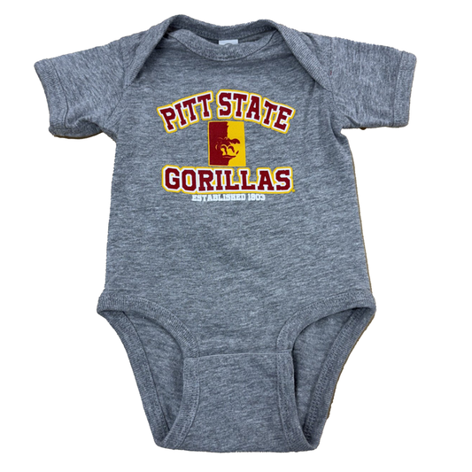 Pitt State Gorillas Onesie- Grey/Red/Gold/White