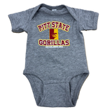 Pitt State Gorillas Onesie- Grey/Red/Gold/White