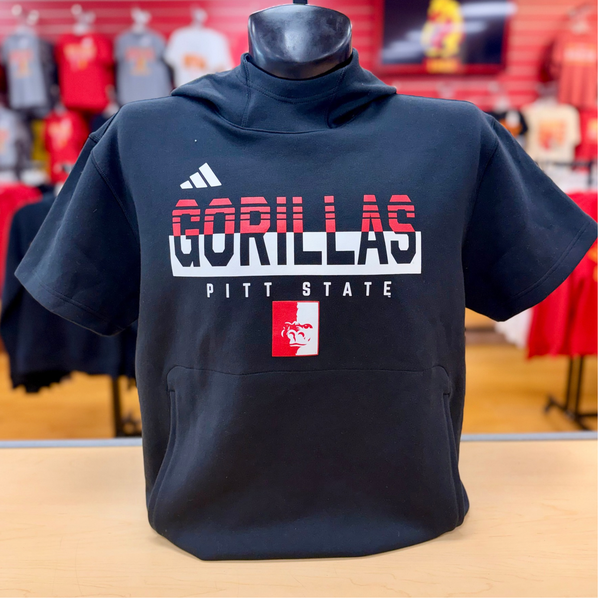 Pitt State Gorillas Short Sleeve Hoodie - Black