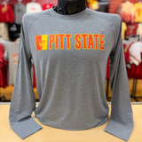 Pitt State Split Face Long Sleeve Tee - Heather Grey