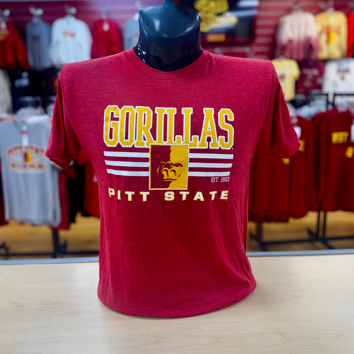 PSU Gorilla Lines Short Sleeve Tee - Heather Red