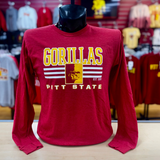 PSU Gorilla Lines Long Sleeve Tee - Heather Red