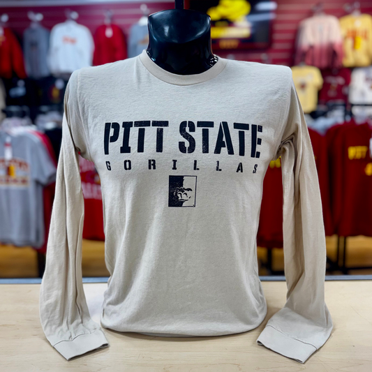 Pitt State Flag Long Sleeve Tee - Sand