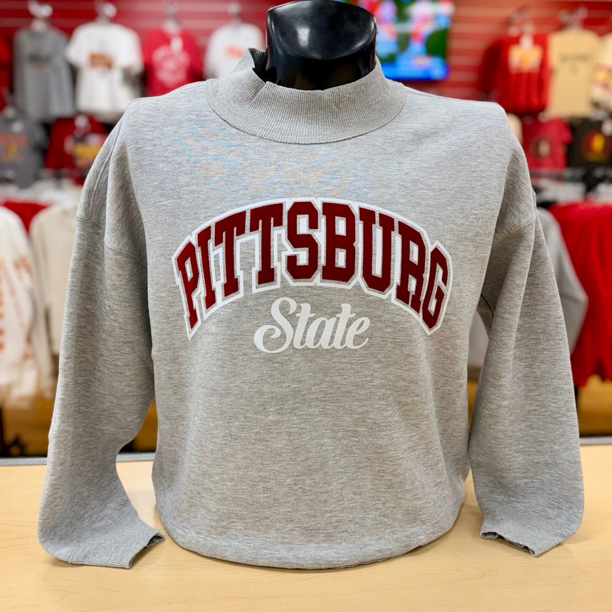 Pitt State Gorillas Mockneck - Grey/Red/White Glitter
