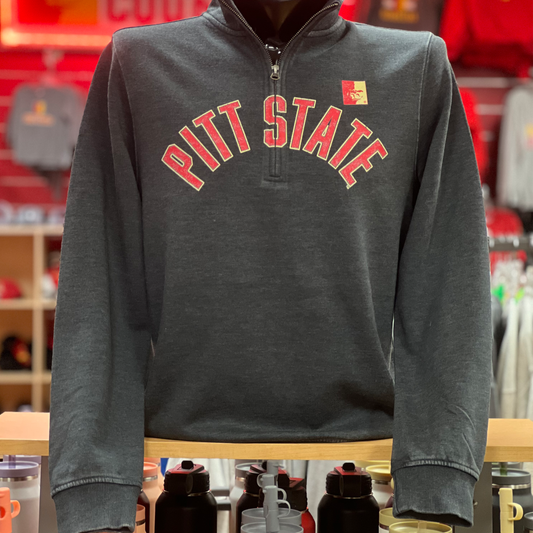 PSU Vintage 1/4 Zip- Charcoal, Oatmeal Heather