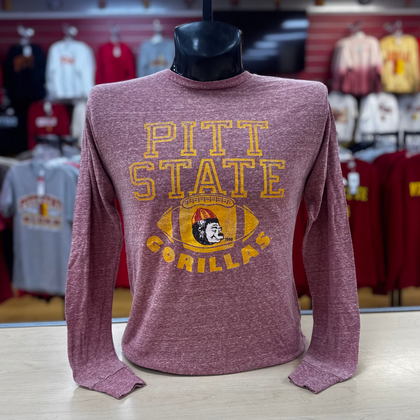 PSU Football '50s Long Sleeve - Heather Red