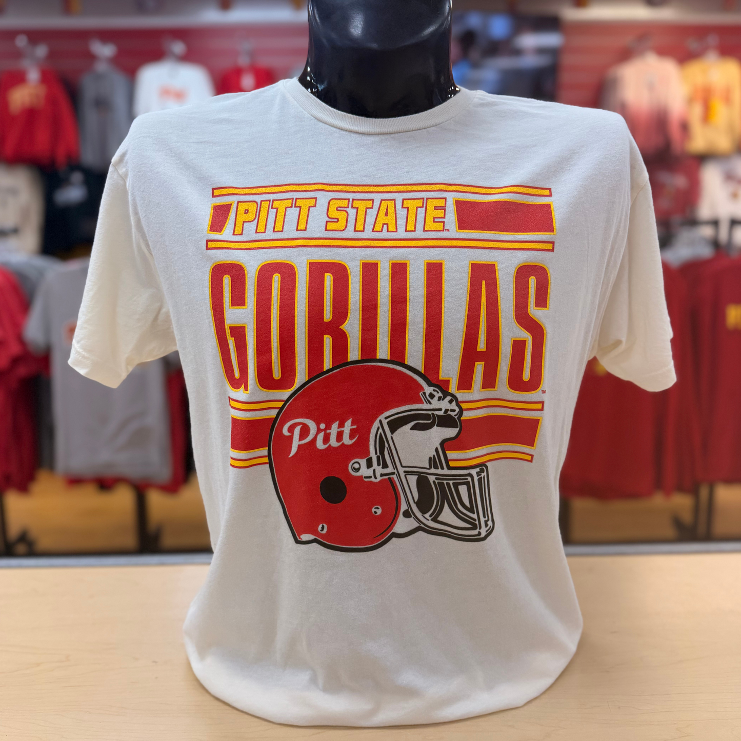 PSU Gorilla Football Helmet Retro Tee - Vintage White