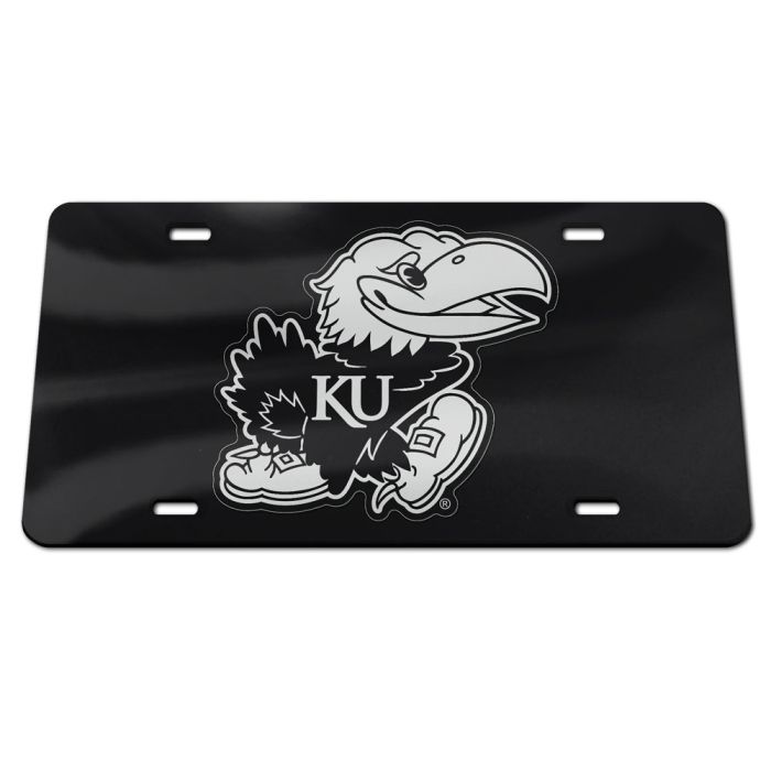 Kansas Jayhawks Logo License Plate - Black/Silver