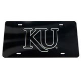 Kansas Jayhawks Trajan KU License Plate - Black/Silver