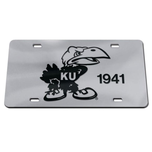 Kansas Jayhawks Vault 1941 Jayhawk Silver/Black License Plate