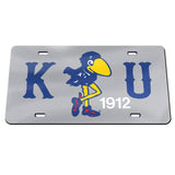 Kansas Jayhawks K 1912 U License Plate - Silver