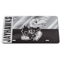 Kansas Jayhawks Block License Plate - Silver/Black