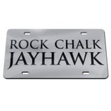Kansas Jayhawks Rock Chalk Jayhawk License Plate - Silver/Black