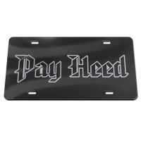 Kansas Jayhawks Pay Heed License Plate - Black/Silver