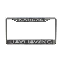 Kansas Jayhawks License Plate Frame - Carbon/Silver