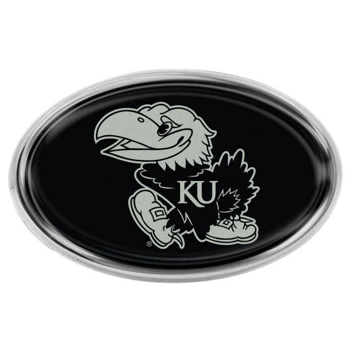 Kansas Jayhawks Chrome/Black Auto Emblem 4.5" x 3"