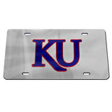 Kansas Jayhawks Trajan KU License Plate - Silver/Royal