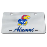 Kansas Jayhawk Alumni Cursive License Plate - Silver