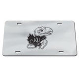 Jayhawk Logo License Plate - Silver/Black