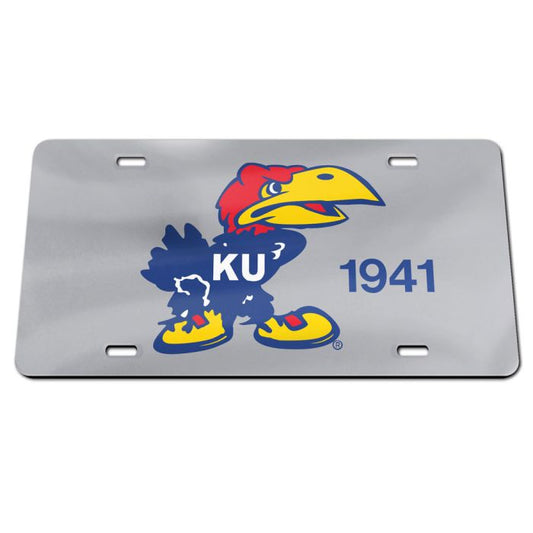 Kansas Jayhawks 1941 License Plate - Silver/Color