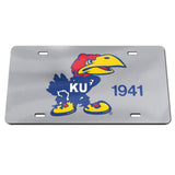 Kansas Jayhawks 1941 License Plate - Silver/Color